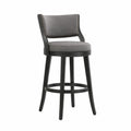 Tabouret de bar pivotant en bois et tissu gris 100 cm