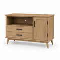 Meuble bas en bois avec tiroirs et porte en chêne clair