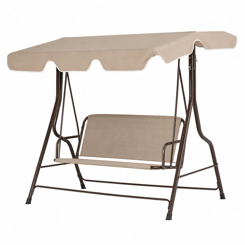 Balancelle de jardin en métal avec auvent réglable beige