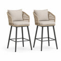 Ensemble de 2 tabourets de bar en acier et corde beige