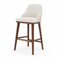 Tabouret de bar en bois avec tissu en polyester blanc