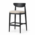 Tabouret de bar en bois noir et tissu polyester beige 75 cm