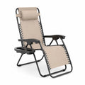 Chaise longue pliable en acier et tissu Oxford beige