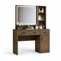 Coiffeuse en Bois avec Miroir LED et Étagères de Rangement Brun Foncé