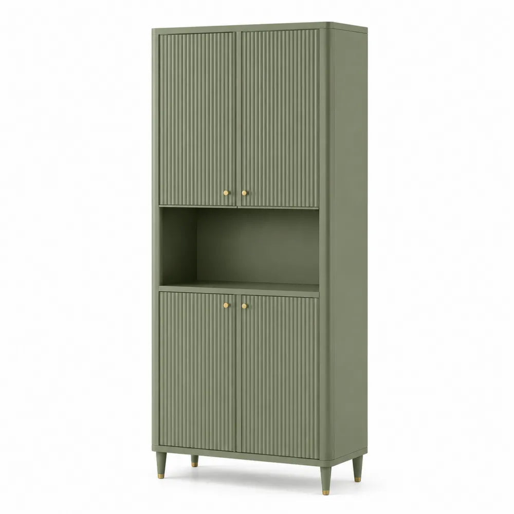 Armoire de rangement vert bois avec portes à rainures 180x80x40 cm