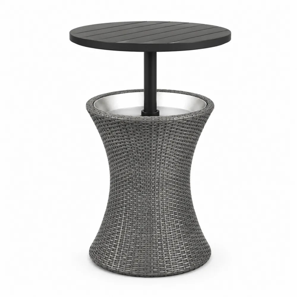 Table de bar en aluminium et résine tressée avec glaciaire