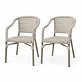 Set de 2 chaises en rotin avec cadre en métal beige