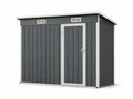 Abri de Jardin en Métal Galvanisé Gris avec Porte Verrouillable 195x121x190cm