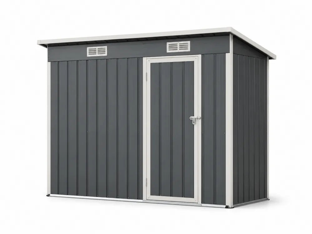 Abri de Jardin en Métal Galvanisé Gris avec Porte Verrouillable 195x121x190cm
