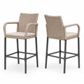 Lot de 2 chaises de bar en rotin synthétique avec pieds en métal